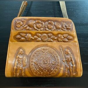 Ornate, Mayan Calendar purse with floral detailing–  made in México